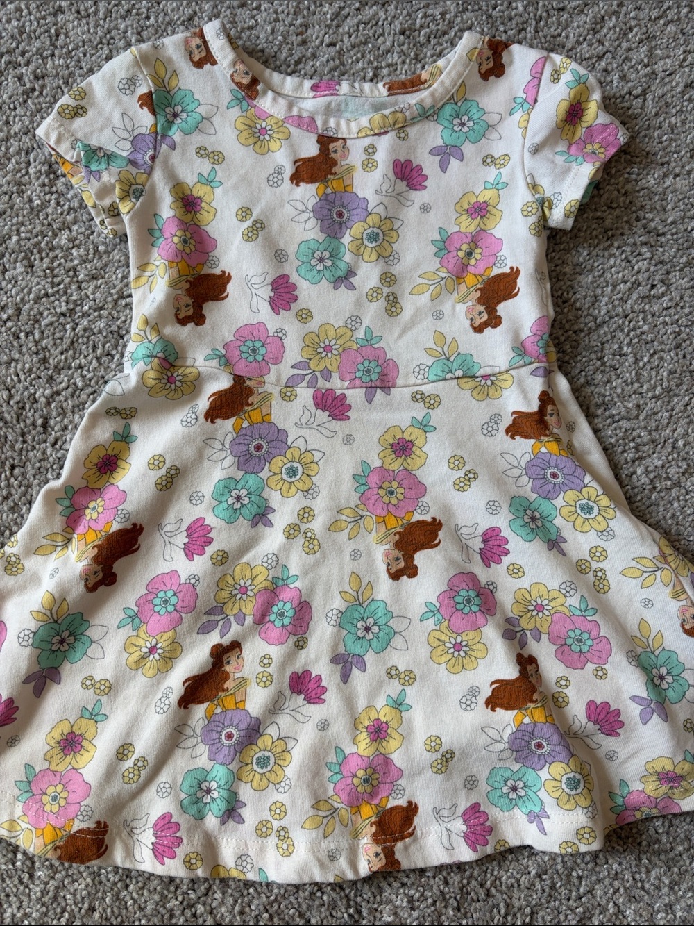 Disney Belle Cream Floral Princess Print Skater Dress